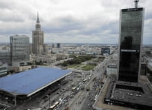 Centrum Warszawy 17.05.2012 WARSZAWA , ULICA CHALBINSKIEGO . WIDOK Z ORCO TOWER . FOT.PRZEMEK WIERZCHOWSKI / AGENCJA GAZETA SLOWA KLUCZOWE: PANORAMA WIDOK ZLOTA APARTAMENTOWIEC ORCO TOWER