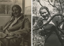Fot. z lewej: Barbara Brukalska w holu domu własnego przy ul. Niegolewskiego 8 w Warszawie; Fot. z prawej: Helena Syrkus, lata 30. XX w., fotografia, zbiory Muzeum Sztuki w Łodzi Fot. z lewej: Barbara Brukalska w holu domu własnego przy ul. Niegolewskiego 8 w Warszawie; Fot. z prawej: Helena Syrkus, lata 30. XX w., fotografia, zbiory Muzeum Sztuki w Łodzi
