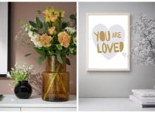 KONSTFULL Wazon, wzór/brązowy, 26 cm / BILD Plakat, You are loved, 30x40 cm IKEA na Walentynki