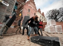 15.01.2012 POZNAN . HAPPENING POD BUDOWA ZAMKU NA GORZE PRZEMYSLA . F OT. PIOTR SKORNICKI / AGENCJA GAZETA SLOWA KLUCZOWE: ZAMEK PRZEMYSLA