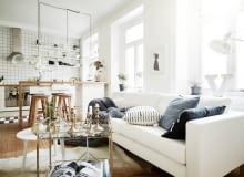 Mieszkanie w Goteborgu - 47 m kw. Salon. mieszkanie w skandynawskim stylu, skandynawkie mieszkanie, dwupokojowe mieszkanie