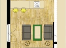 W prostokątnym pomieszczeniu, długim i wąskim, urządzono trzy aneksy: wypoczynkowy, kuchenny i do pracy - oddzielony ścianką niepełnej wysokości. Nie tylko zasłania ona biurko, ale także poprawia proporcje wnętrza i stanowi jego główną ozdobę. Wykonana jest ze stelażu obudowanego fornirowaną płytą MDF, którą częściowo oklejono wzorzystą tapetą. Dzięki temu, że miejsce do pracy jest usytuowane na końcu pokoju, można spokojnie się w nim zaszyć, gdy tymczasem tuż obok toczy się domowe życie. W prostokątnym pomieszczeniu, długim i wąskim, urządzono trzy aneksy: wypoczynkowy, kuchenny i do pracy - oddzielony ścianką niepełnej wysokości. Nie tylko zasłania ona biurko, ale także poprawia proporcje wnętrza i stanowi jego główną ozdobę. Wykonana jest ze stelażu obudowanego fornirowaną płytą MDF, którą częściowo oklejono wzorzystą tapetą. Dzięki temu, że miejsce do pracy jest usytuowane na końcu pokoju, można spokojnie się w nim zaszyć, gdy tymczasem tuż obok toczy się domowe życie.