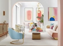 Wnętrza w stylu Memphis.