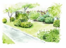 Projekt rabaty "Swobodne krzewy" Projekt rabaty "Swobodne krzewy"