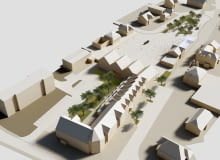 Konkurs na opracowanie koncepcji zagospodarowania centrum Bogatyni - I nagroda, widok z lotu ptaka Konkurs na opracowanie koncepcji zagospodarowania centrum Bogatyni - I nagroda, widok z lotu ptaka