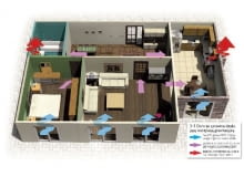 Wielkość strumienia nawiewnego powietrza nie powinna być mniejsza niż 20m3 w ciągu doby na każdego mieszkańca Wielkość strumienia nawiewnego powietrza nie powinna być mniejsza niż 20m3 w ciągu doby na każdego mieszkańca