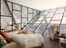 Panoramiczne okna gwarantują niesamowity widok na Oslo. mieszkanie, mieszkanie w dziwnym miejscu, mieszkanie na szczycie skoczni, ciekawe miejsce