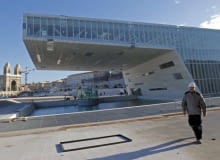 A general view shows the construction site of the Villa Mediterranee cultural centre in Marseille, January 11, 2013. The centre, based next to the new Museum of Civilizations from Europe and the Mediterranean (MuCEM) will open 2013 as the southern French city becomes the European Capital of Culture. REUTERS/Jean-Paul Pelissier (FRANCE - Tags: CITYSCAPE ENTERTAINMENT BUSINESS CONSTRUCTION)