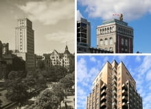 Z lewej: Prudential w Warszawie; Z prawej na górze: PAST-a w Warszawie; Z prawej na dole: Drapacz Chmur w Katowicach Z lewej: Prudential w Warszawie; Z prawej na górze: PAST-a w Warszawie; Z prawej na dole: Drapacz Chmur w Katowicach