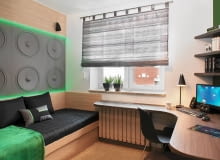 <B>Czternastoletniego Marcela nie trzeba pytać o zainteresowania - od razu widać, że fascynuje go świat bohaterów Matriksa. Za pomocą odpowiedniej grafiki i farby wykreowano w jego pokoju klimat nawiązujący do tego kultowego filmu.</B> <BR />Meble (biurko z przedłużonym blatem, łóżko, szafki) zrobiono na zamówienie z płyty laminowanej imitującej drewno. Wyłożono nią też ścianę przy łóżku. <B>Czternastoletniego Marcela nie trzeba pytać o zainteresowania - od razu widać, że fascynuje go świat bohaterów Matriksa. Za pomocą odpowiedniej grafiki i farby wykreowano w jego pokoju klimat nawiązujący do tego kultowego filmu.</B> <BR />Meble (biurko z przedłużonym blatem, łóżko, szafki) zrobiono na zamówienie z płyty laminowanej imitującej drewno. Wyłożono nią też ścianę przy łóżku.