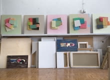 Fragment cyklu Bez Tytułu, (50 x 50 cm), akryl, gąbki, 2015 r.