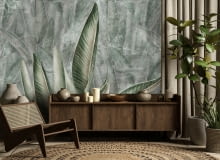 Jungle Leaves - Warm - Tapeta Do Salonu Tapety do salonu