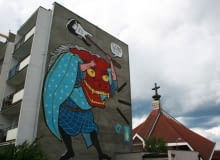 Mural autorstwa Ozmo Gionatta Gessi wykonany podczas pierwszej edycji Festiwalu Monumental Art na gdańskim osiedlu Zaspa.