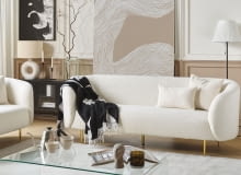 Sofa trzyosobowa boucle biała LOEN Sofa trzyosobowa boucle biała LOEN