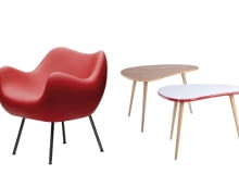 Fotel RM 58 Romana Modzelewskiego i stoliki Kawa i papierosy Rajmunda Teofila Hałasa