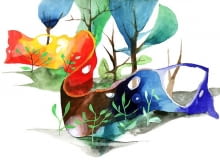 Gabriel Rechowicz, projekt kompozycji przestrzennej w ogrodzie prywatnej rezydencji w Paryżu, lata 80-te XX wieku