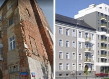 Wrzesińska 2. Z lewej: kamienica obecnie; Z prawej: wizualizacje obiektu Wrzesińska 2. Z lewej: kamienica obecnie; Z prawej: wizualizacje obiektu