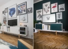 Salon przed zmianą i po niej. Salon przed zmianą i po niej.