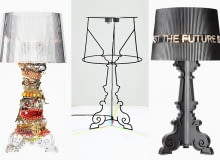 Lampę Bourgie zaprojektował w 2004 roku Ferucci Laviani. 10 lat później słynni projektanci podjęli się zreinterpretowania bestselleru firmy Kartell. Kartell, Bourgie, lampa Bourgie, słynna lampa Bourgie