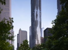 Wieżowiec Aqua Tower w Chicago zaprojektowany przez Studio Gang Architects. studio gang architects, chicago, wieżowce, wieżowiec, usa, jeanne gang, aqua tower