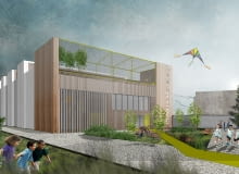 Nowa hala sportowa przy Szkole Podstawowej nr 151 (ul. Lipińskiego) w Krakowie. Proj. Autorska Pracownia Projektowa Manecki