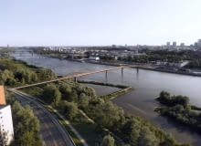 Nowy warszawski most pieszo-rowerowy przez Wisłę. Proj. Schuessler-Plan Inżynierzy Nowy warszawski most pieszo-rowerowy przez Wisłę. Proj. Schuessler-Plan Inżynierzy
