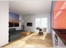 kawalerka, porady architektów, małe mieszkanie, kuchnia w aneksie