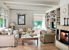 salon, aranżacja salonu, belki na suficie