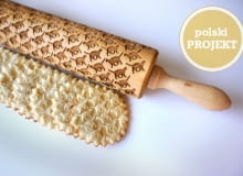 Wałek do ciasta projektu Zuzy Kozerskiej. Wzór: koty. wałek do ciasta, valek, wałek ze wzorkami, wzorki na cieście, jak dekorować ciasto, polski projekt, polski design