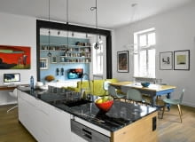 kuchnia z salonem, aranżacja wnętrz,