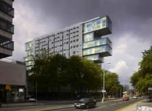 Manchester Civil Justice Centre to jeden z największych i najnowocześniejszych kompleksów sądowniczych w całej Wielkiej Brytanii, zaprojektowała go pracownia Denton Corker Marshall wielka brytania, manchester, publiczne, sąd, wieżowiec, anglia