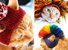 Czapki dla kotów; proj. Bitch Knits czapki dla kotów, szydełkowe czapki