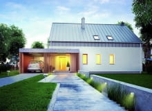 Elewacja domu to jasny tynk z fragmentami wykończonymi deskami elewacyjnymi nowoczesny dom, projekty domów