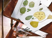 DEKORACJE: OBRAZKI Z NATURY. Niesamowite kształty, piękne barwy, idealnie pasujące do siebie formy - niedościgłe dzieła przyrody bywają natchnieniem nawet dla wielkich twórców. My po prostu zasuszone wcześniej rośliny wykorzystajmy do zrobienia obrazków, kartek z życzeniami, zakładek do książek. <BR >Arkusz papieru czerpanego składamy na pół (lub nie, jeśli zamierzamy zrobić obrazek). Na wierzchu układamy kompozycję z suszonych liści i delikatnie przyklejamy. ZIELNIKOWE KARTKI