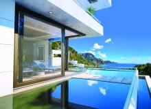 Drzwi tarasowe IGLO-HS w willi nad morzem Drzwi tarasowe IGLO-HS