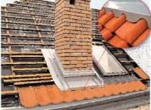 Właściwie wykonana obróbka komina. Na uwagę zasługuje estetyczny sposób jej wykończenia z przodu komina komin