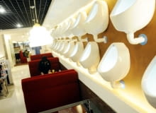 wnętrza, restauracja, łazienka, toaleta