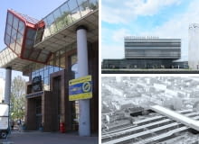 Z lewej: postmodernistyczny dworzec w Częstochowie; Wizualizacje z prawej: projekt nowego dworca Z lewej: postmodernistyczny dworzec w Częstochowie; Wizualizacje z prawej: projekt nowego dworca