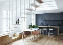 dwupoziomowe mieszkanie, jak rozplanować dwupoziomowe mieszkanie, schody, nowoczesne schody, jasne mieszkanie, jak rozjaśnić mieszkanie