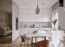 Eleganckie mieszkanie w bieli, beżach i szarości Eleganckie mieszkanie w bieli, beżach i szarości