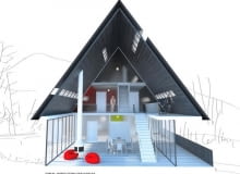 I nagroda w konkursie 'Domu sudeckiego o cechach architektury regionalnej ziemi kłodzkiej'. Autorzy: Adrian Wyparło, Marta Wierzbicka konkurs, polska architektura, architektura drewniana, dom jednorodzinny
