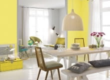 Szary z żółtym. Wnętrza, łączenie kolorów, kolor we wnętrzu