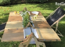 Stół RodTab do przyrządzania i celebrowania posiłków na działce. Stół RodTab do przyrządzania i celebrowania posiłków na działce.