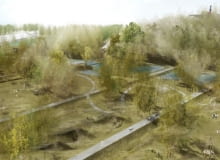 Zwycięski projekt zagospodarowania terenów kopca Powstania Warszawskiego.