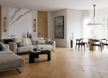 Nowoczesna odsłona ponadczasowego formatu jodełki na panelach winylowych.