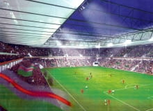 Dla niemieckiego konsorcjum stadion zaprojektowali architekci z pracowni Rhode Kellerman Wawrowsky. To obiekt na 35 tys. miejsc z rozsuwanym, przeszklonym dachem. Raczej niemożliwe jest, by na polskim stadionie trybuny znajdowały się tak blisko boiska i nie były ogrodzone Dla niemieckiego konsorcjum stadion zaprojektowali architekci z pracowni Rhode Kellerman Wawrowsky. To obiekt na 35 tys. miejsc z rozsuwanym, przeszklonym dachem. Raczej niemożliwe jest, by na polskim stadionie trybuny znajdowały się tak blisko boiska i nie były ogrodzone