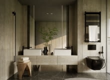 Łazienka w stylu japandi Łazienka w stylu japandi