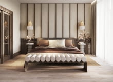 Jasne, stonowane barwy: beże, kremy i ciepłe szarości podkreślają urodę ciemnego drewna, nie obciążając przestrzeni. Jasne, stonowane barwy: beże, kremy i ciepłe szarości podkreślają urodę ciemnego drewna, nie obciążając przestrzeni.