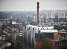 Odnowiona elektrociepłownia EC1 w Łodzi 12.09.2013 Lodz , Widok na budowe podziemnego dworca kolejowego Lodz Fabryczna oraz Nowe Centrum Lodzi i EC1 . Fot. Tomasz Stanczak / Agencja Gazeta