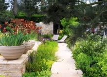 Ogród - "wspomnienie z wakacji". Wystawa Chelsea Flower Show 2010. W tym ogrodzie zwykłe Irysy stają się wyjątkowe, dzięki eleganckiej oprawie donic 26.05.2010 LONDYN MIEDZYNARODOWA WYSTAWA OGRODOW CHELSEA FLOWER SHOW